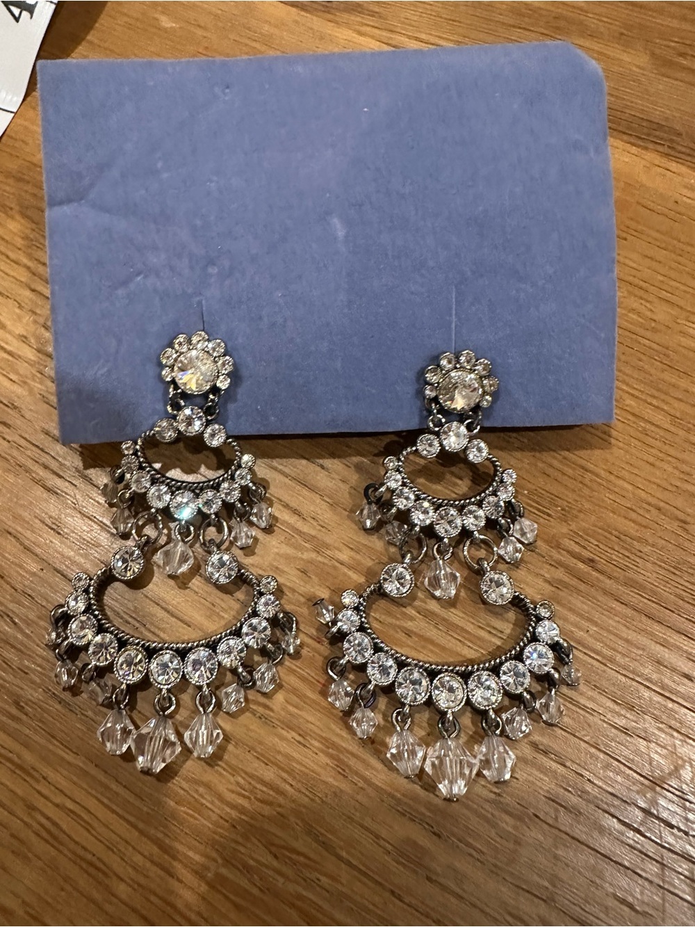 Crystal Chandelier Drop Earrings - Silver Tone
